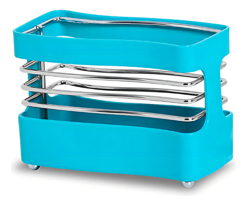 Porta Guardanapo De Mesa Em Aço Cromaso Curve Colors Cor Azul-turquesa Curve Retangular