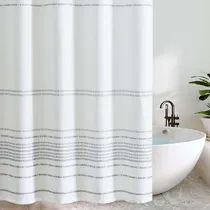 Comprar Cortina De Ducha Jinchan De Tela Gris Y Blanca 180x180 Cm