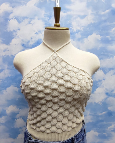 Blusa De Dama Tejida Con Trenza En El Cuello Mujer