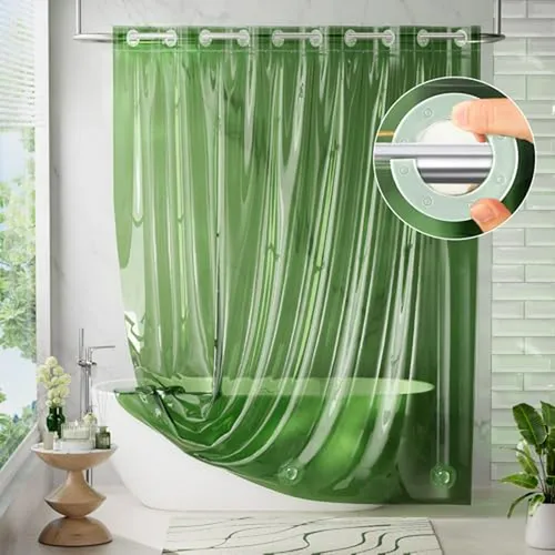 Cortina De Ducha 3 En 1 Amazerbath Eva Verde Sin Ganchos