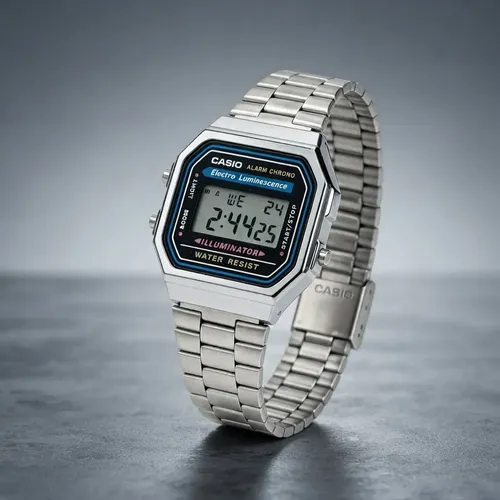 Relogio Casio Unissex A168wa-1 Premium Aço Retrô Vintage Luz Prateado