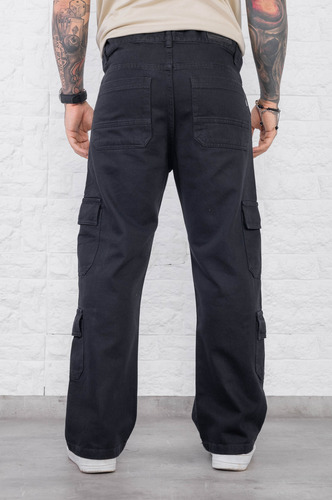 Pantalón Baggy Hombre Negro T38 Al 46 Cierre Oversize Cargo