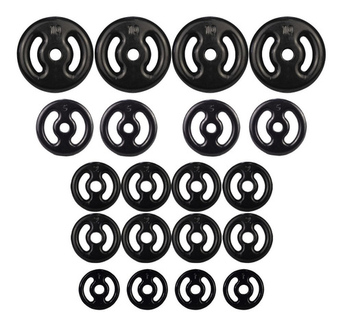 Imagem 6 de 7 de Kit Academia-barra+halteres+banco+80kg Anilhas Emborrachadas