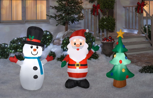 Decoración Inflable De Navidad, Set De 3 Inflables, 1.20 M