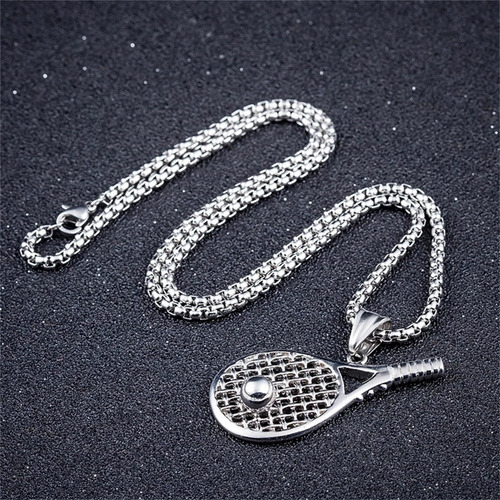 Collar Con Colgante De Raqueta De Tenis Para Hombres Y Mujer