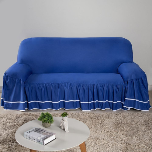 Forro Sofa 3 Lugar Dália Malha Gel Avulsa - Azul