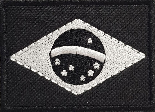 Patch Bordado Bandeira Do Brasil Cor Preto