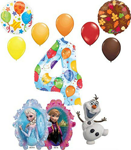 Kit De Fiesta Frozen 2: Globos 4to Cumpleaños Elsa, Anna Y O