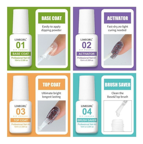 Set De Uñas Dip Powder, Kit De Polvo Para Inmersión