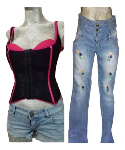 Duo Sexy Corse Corset Viky Form Transparencia + Jeans Detall