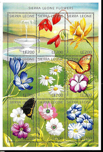#8226 Sierra Leona 1996 Flora Flores Minihoja Yv 2269-77 Mnh