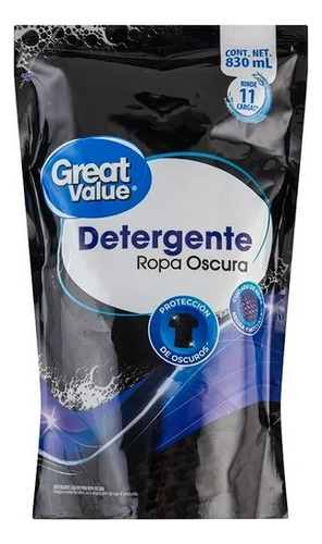 2 Pza Detergente Líquido Great Value Para Ropa Oscura 830 Ml