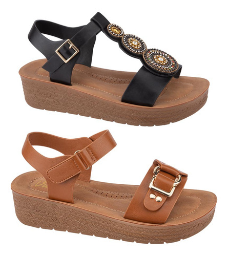 Sandalias Dama Vi Line Kit 2 Pares Planas 1192843