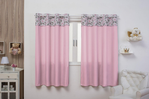 Cortina Infantil Quarto De Bebe 2,80 X 1,70m Nuvem Rosa