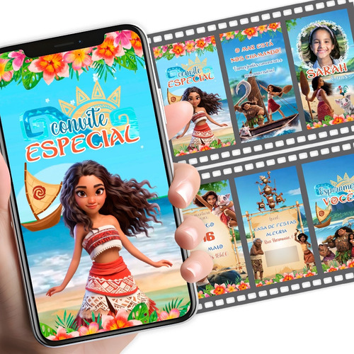 Convite Digital Animado Moana 2 Com Música - Envio Em 2 Dias Moana 2