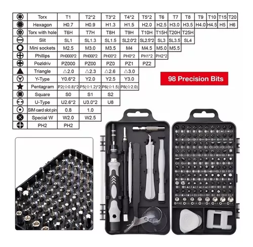 Set de destornilladores de precisión, 60 en 1 kit de conductor magnéticos  con 54 Bits, Professional Electronics – Kit de herramientas de reparación