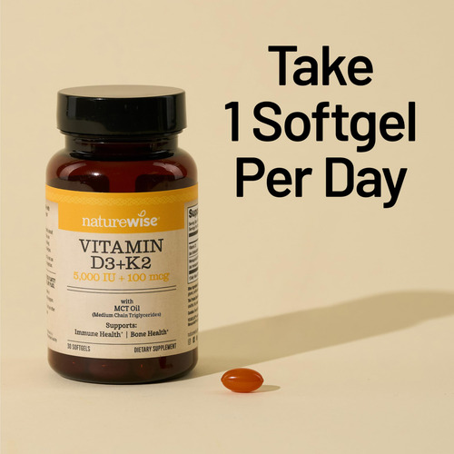 Naturewise Vitamina D3 5000ui + K2 100mcg Vegana 90 Caps
