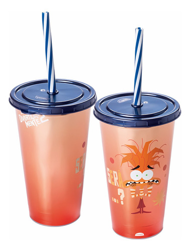 Kit 6 Copos Refri Divertidamente 500 Ml C/ Canudo