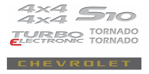 Kit Adesivo Chevrolet S10 Tornado 4x4 2007 Prata S10kit59