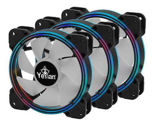 Kit 3 Ventiladores Yeyian Argb Gamer Typhoon Ycf-3kfs-01