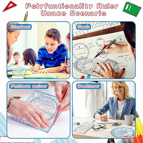 Regla Geométrica Multifuncional De 4 Piezas