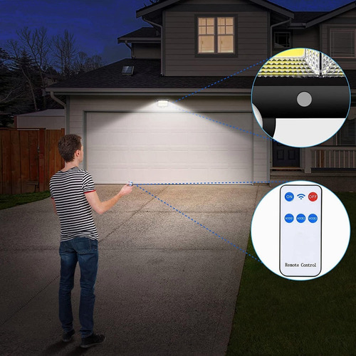Lâmpada De Parede Solar Externa 120 Cob Com Sensor
