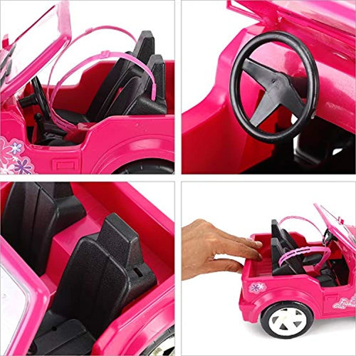 Carro Deportivo Convertible Para Muñecas, Color Rosado