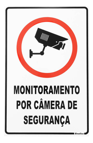 Placa De Sinalização Sinalize Monitoramento Por Câmera 20x30