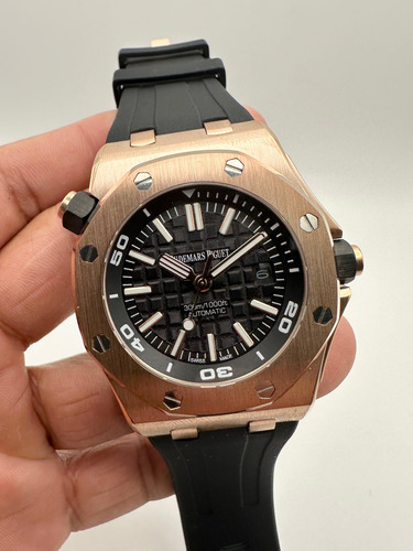 Reloj Automatico Ap Royal Oak Oro Rosa / Negro Caucho Zafiro Negro Oro Rosa Negro (Reacondicionado)