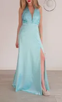 Comprar Vestido Largo Elegante Fiesta Mujer Saten Tajo Moda Pasion