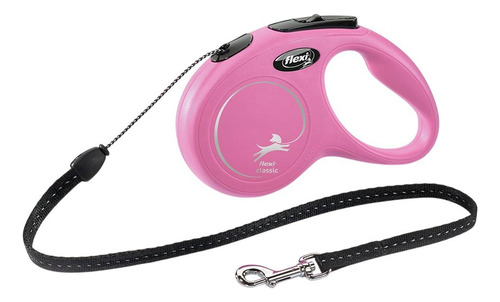 Correa Retráctil Para Perros Flexi New Classic Cordon M 5 Metros Hasta 20 Kg Color Rosa