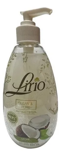 Jabón Líquido Antibacterial de Origen Natural para Manos Lirio Clean Pure Leche de Coco 500ml