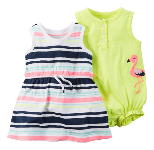 Carters Baby-girls Paquete De 2 Mamelucos 121g481, Rayas Ro.