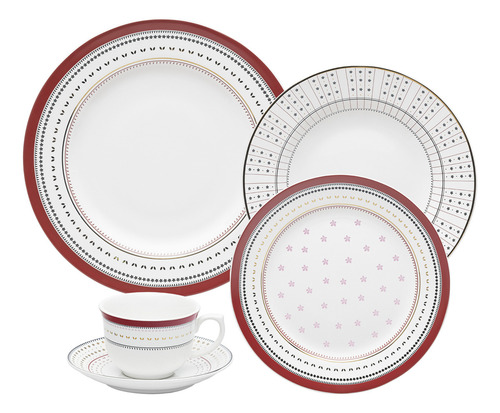 Aparelho De Jantar Flamingo Lafayette 30 Peças Oxford Porcelana