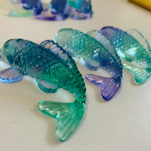 Kit 3 Peixes Carpa Showa Em Resina Atóxica Para Mini Jardim