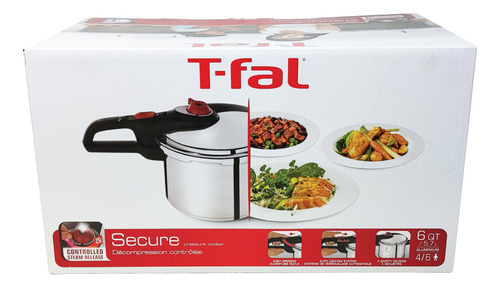 Olla De Presión Secure 6 Qt (5.7 L) Aluminio T-fal P2614632