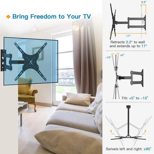 Imagen 5 de 5 de Soporte Televisor Tv Con Brazo 14-55 Pulgadas Hasta 50 Kilos