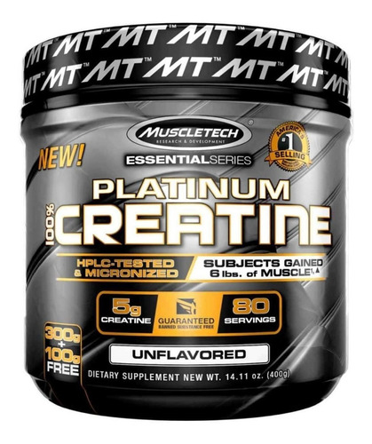 100% Platinum Creatine X400 Grs. De Muscletech (80 Servidas)