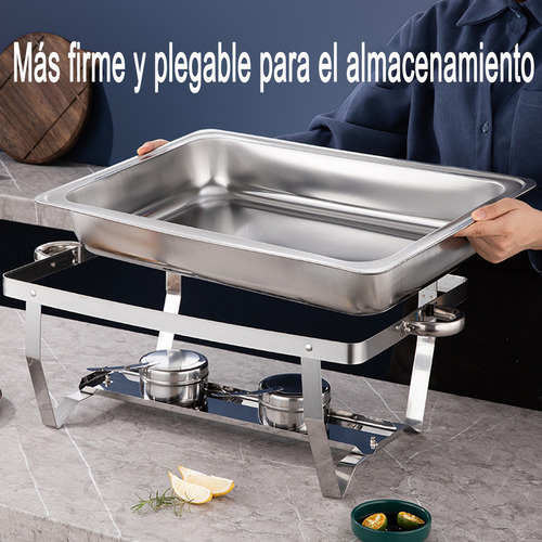 Chafer Bufeteras Plegable De Acero Inox Con 1 Bandejas 9 Lts