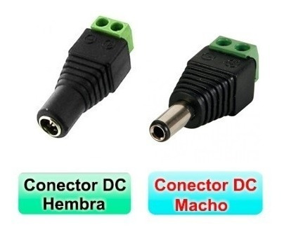 Conector De Corriente Par Macho Hembra Plug 2.1 Mm Cctv