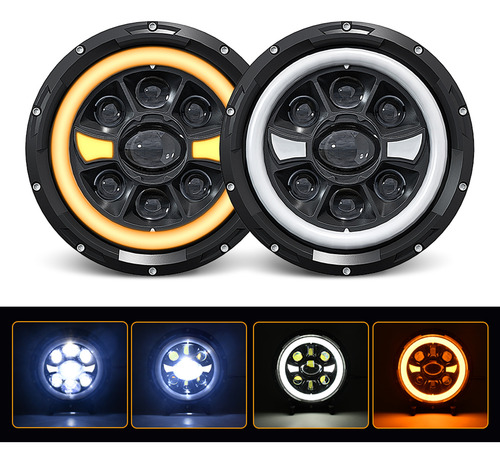 Faros Led De Luz Alta Y Baja De 7 Pulgadas, Faros Redondos