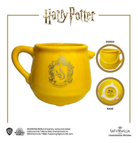Imagen 2 de 3 de Tazón Caldero Amarillo Hufflepuff Harry Potter Oficial