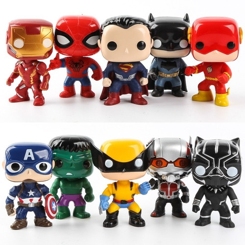 Vingadores/liga,bonecos 10 Centímetros,kit 10 Personagens 