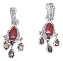 Comprar Aretes De Plata 925 Con Cornalina, Ónix Y Topacios Ahumados 