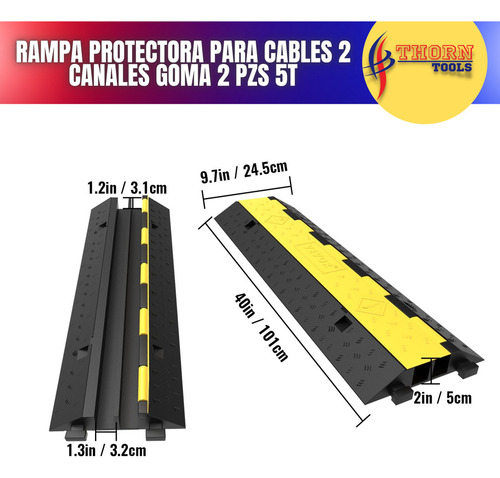 Protector De Cables 2 Canales 2 Piezas Cap 4990kg C/antid. Color Amarillo