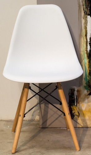 Silla Eames Patas De Madera Blanco Negro