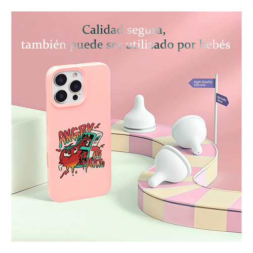 Accesorio Divertido Para Celular Funda De Silicona Diseño Rosa Claro Iphoe 14 Pro Max