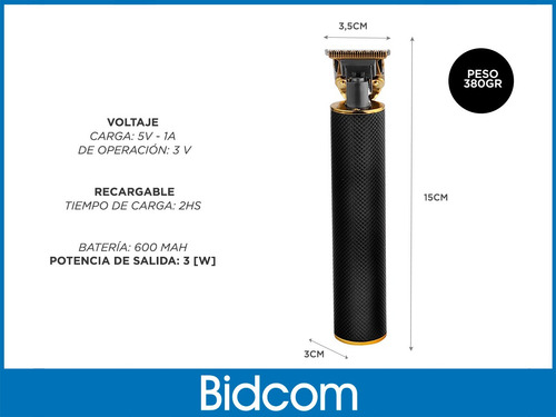 Imagen 6 de 6 de Cortadora Pelo Patillera Profesional Recargable Inalambrica Color Negro