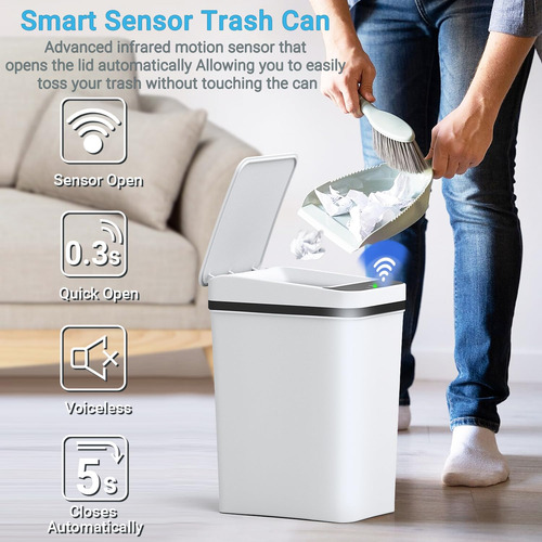 Papelera De Baño, Papelera Automática De Sensor De Mo...