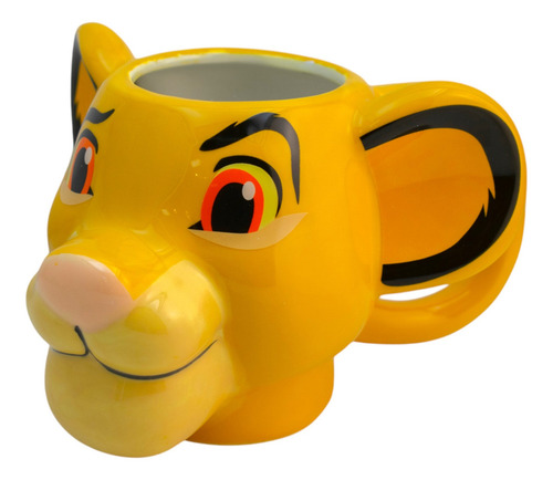 Taza De Cerámica 3d Simba El Rey León Disney 591 Ml Color Amarillo
